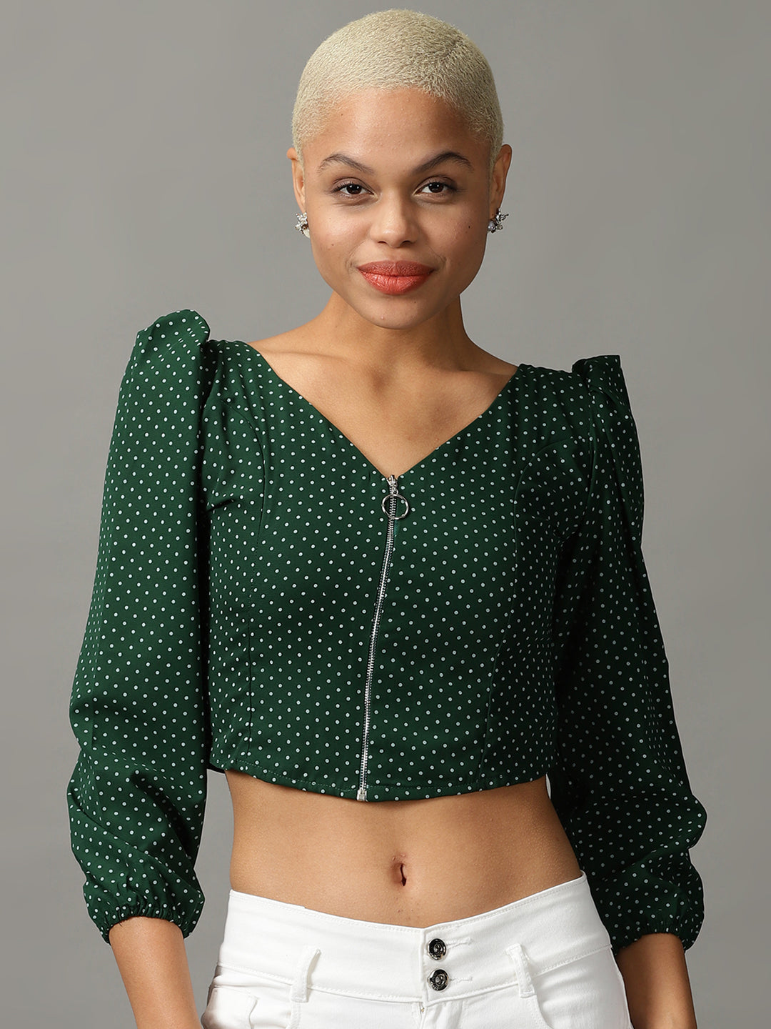 Women's Green Printed Top