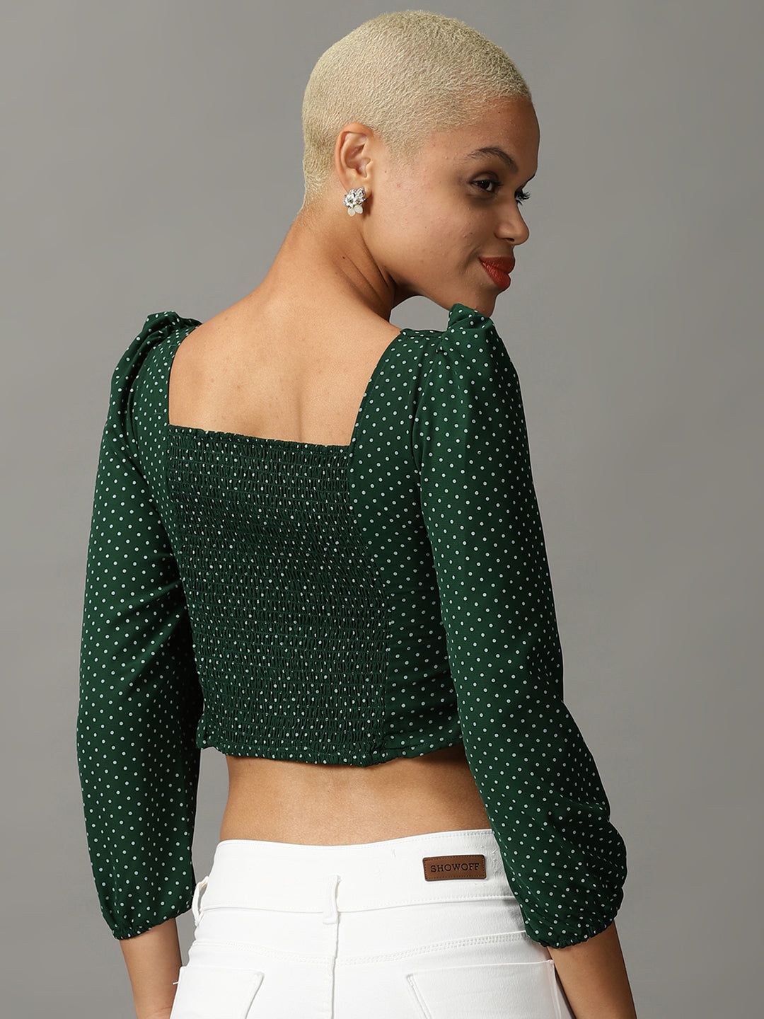 Women's Green Printed Top