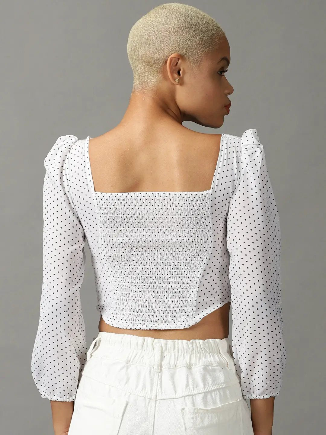 Women's White Print Georgette Top