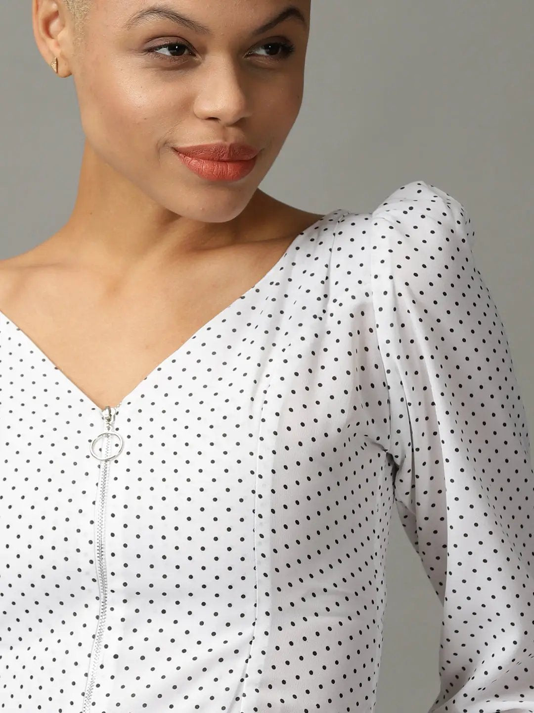 Women's White Print Georgette Top