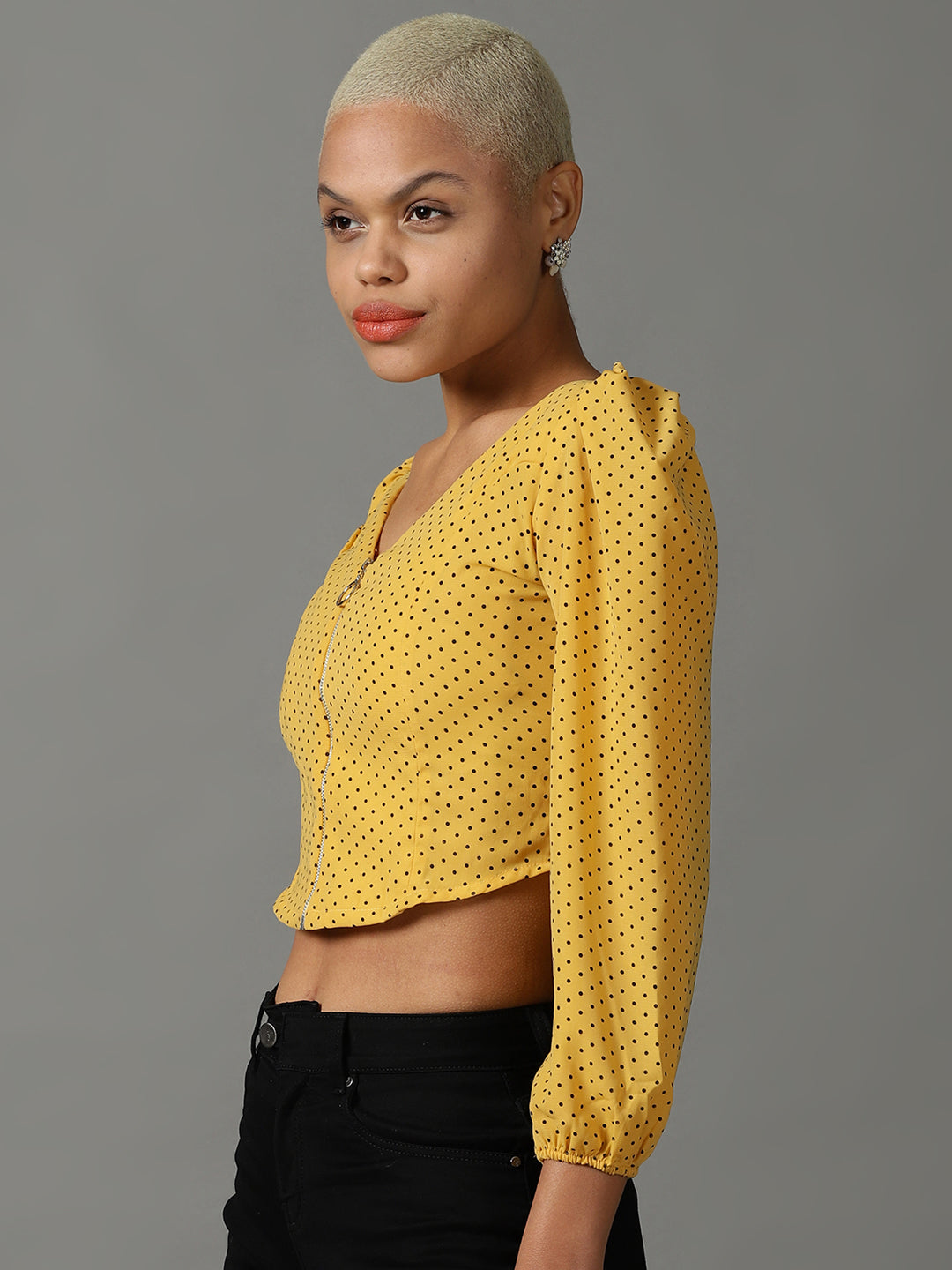 Women's Yellow Printed Top