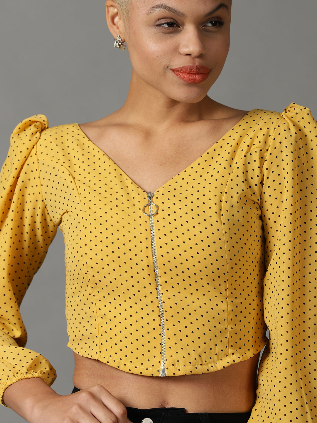 Women's Yellow Printed Top