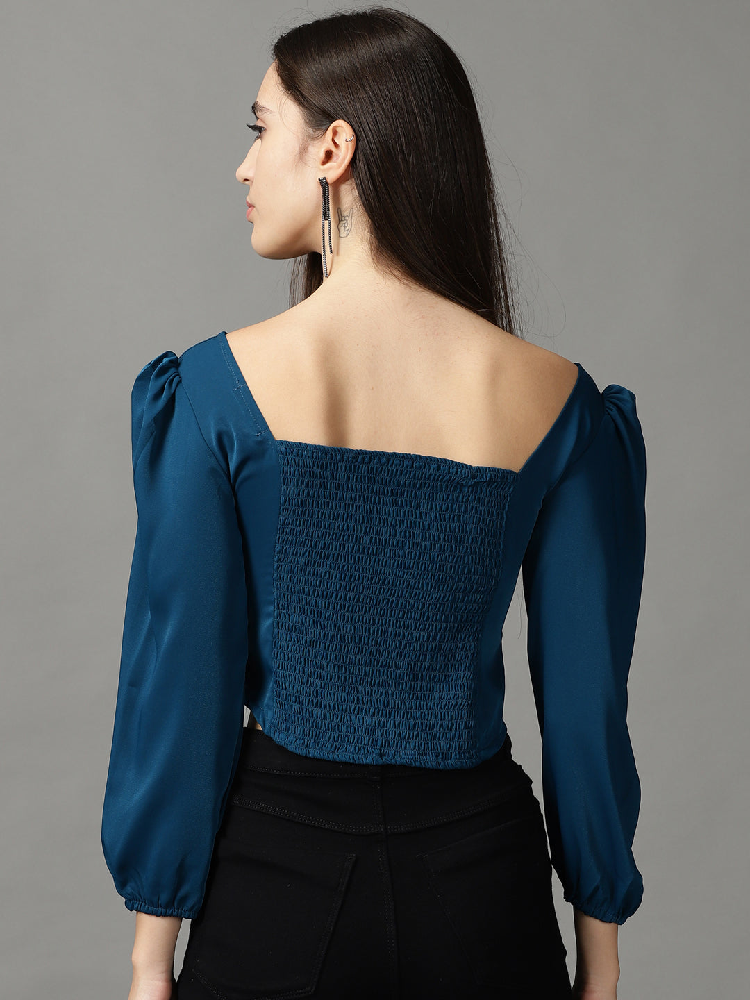 Women's Blue Solid Top