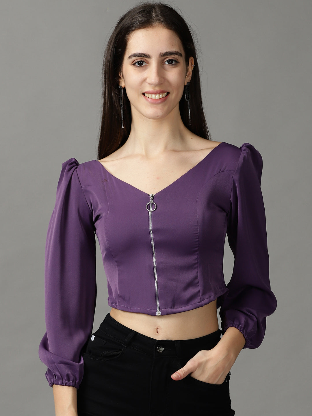 Women's Purple Solid Top