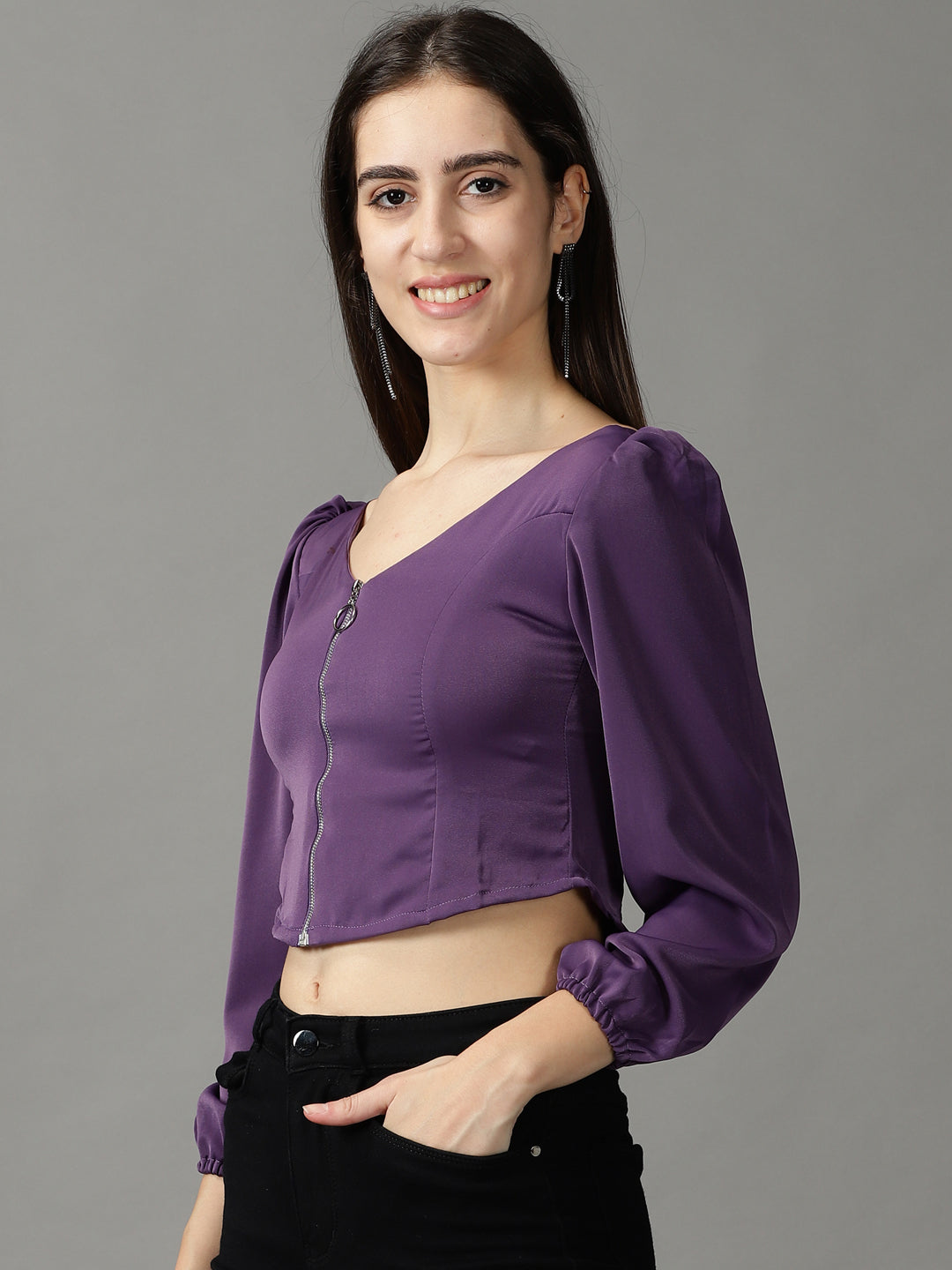 Women's Purple Solid Top