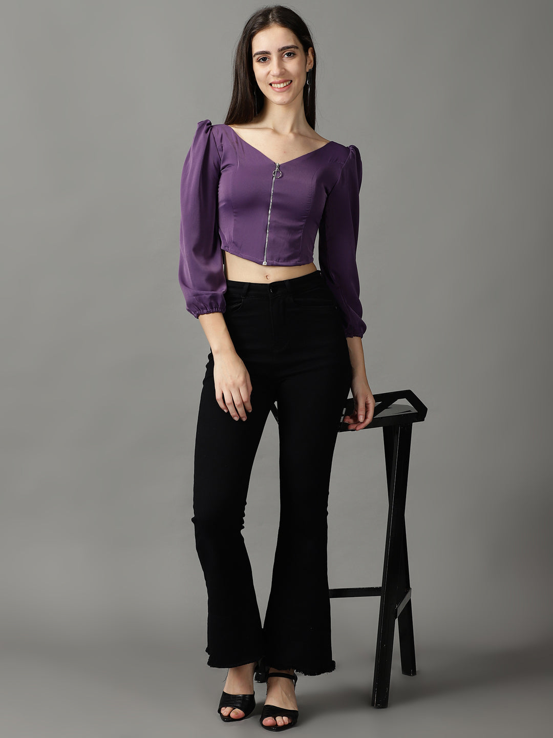 Women's Purple Solid Top