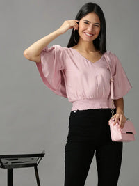 Women's Pink Blouson Top