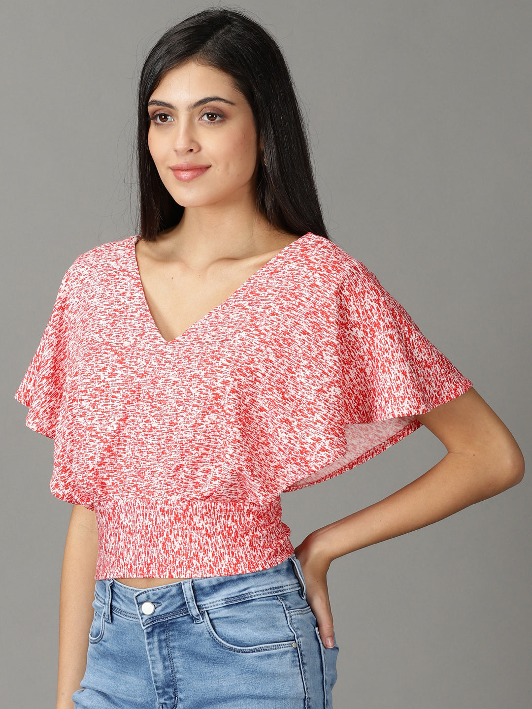 Women's Red Printed Top