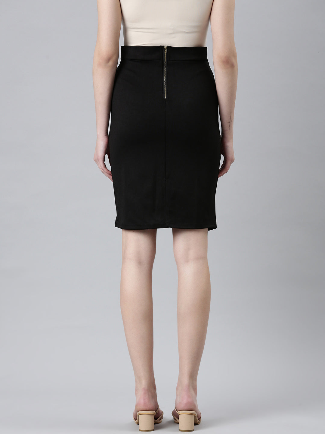 Women Black Solid Pencil Skirt