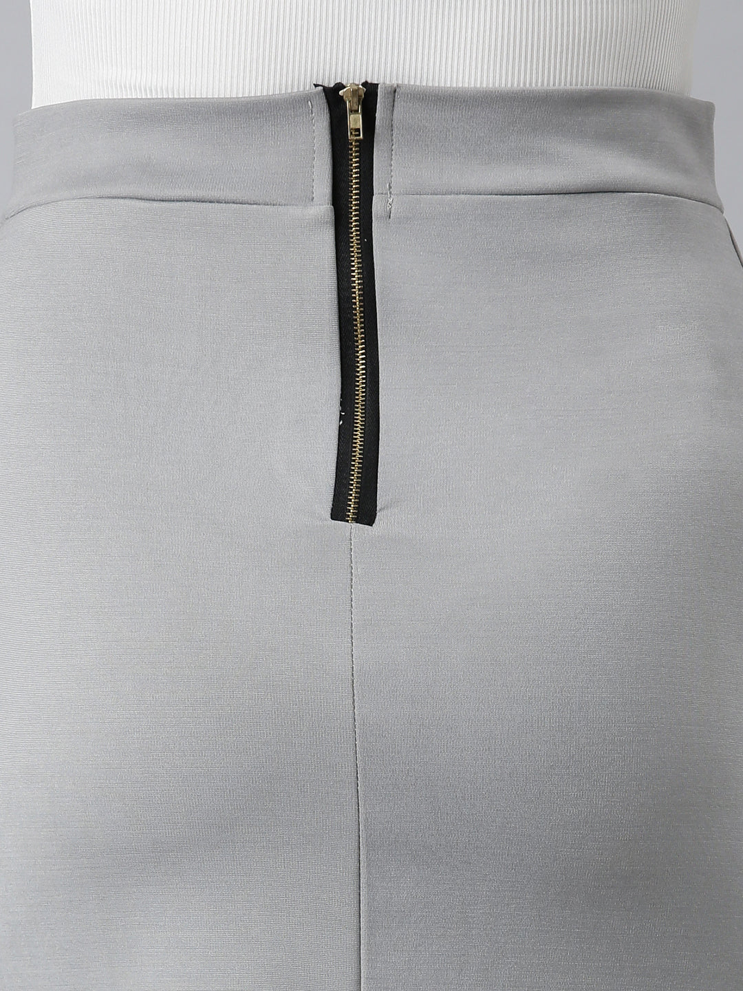 Women Grey Solid Pencil Skirt