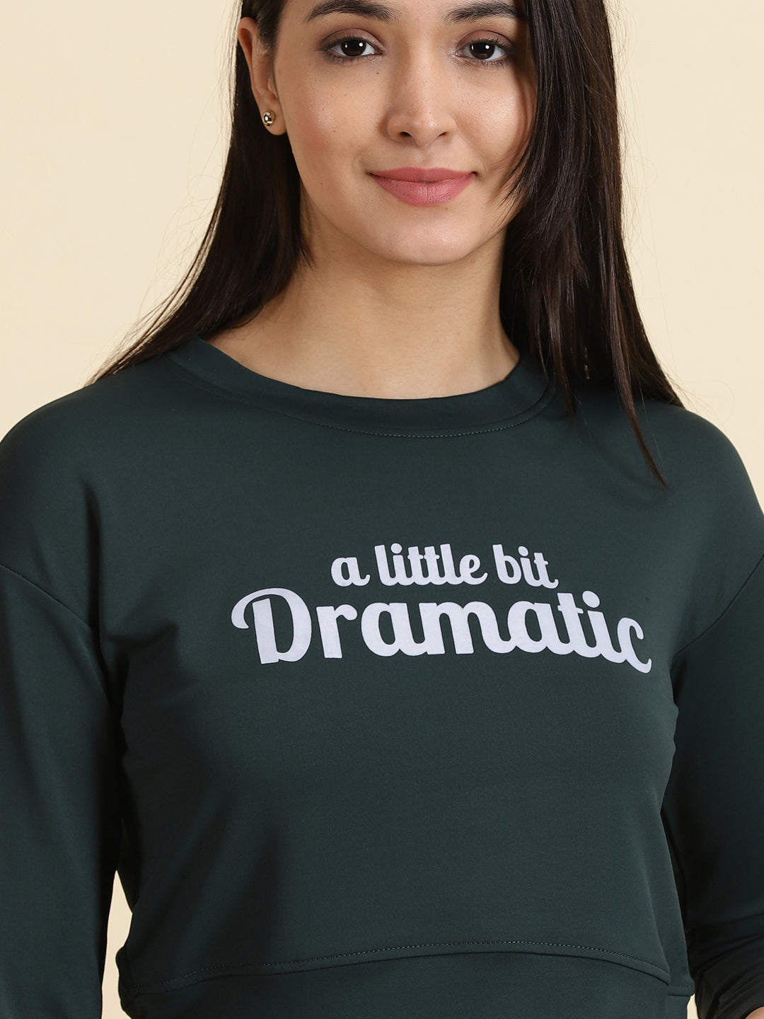 Women's Green Solid Crop Top