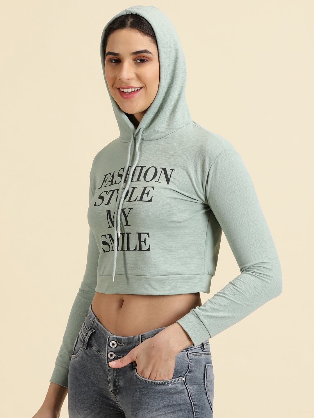 Women's Sea Green Printed Sweatshirt