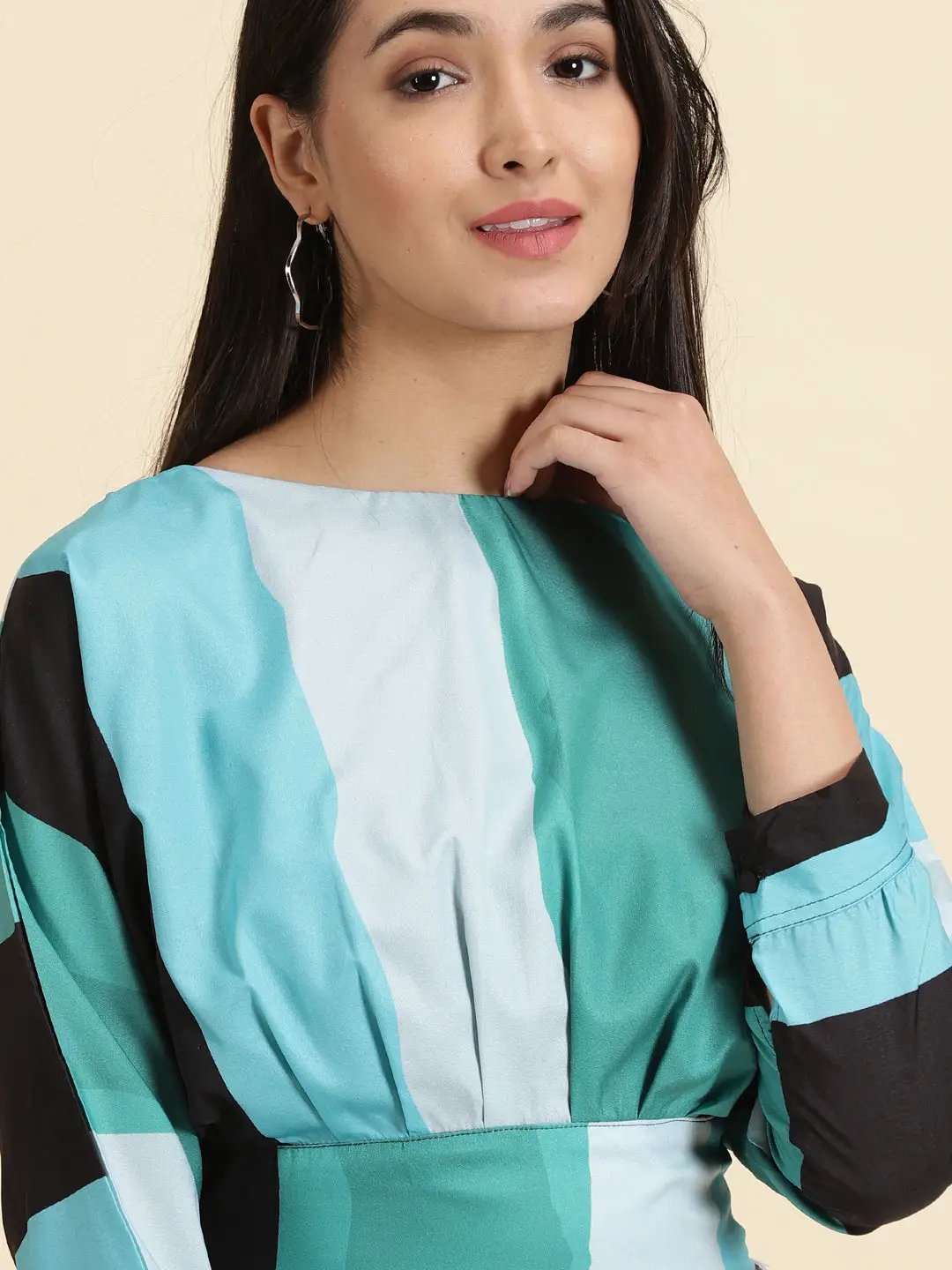 Women's Multi Colourblock Styled Back Crop Top