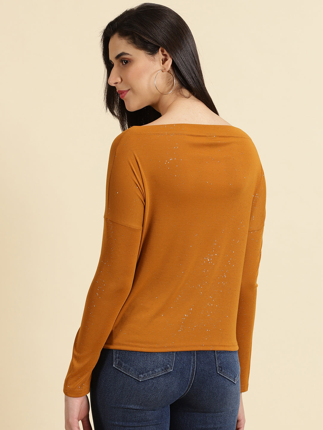 Women's Mustard Embellished Top