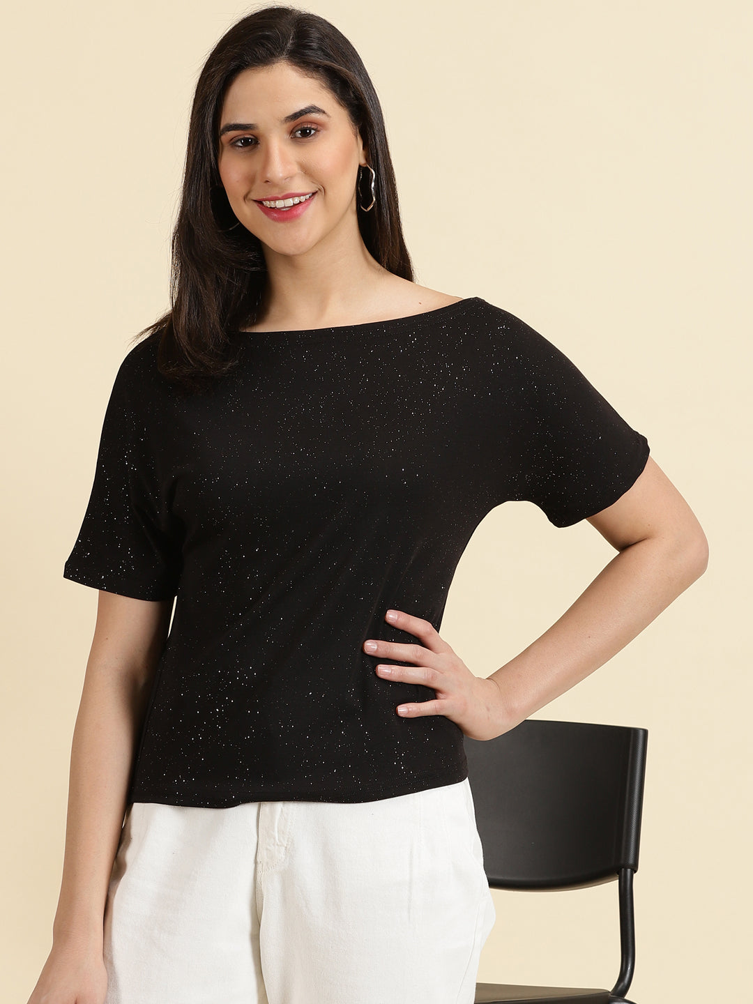 Women's Black Embellished Top