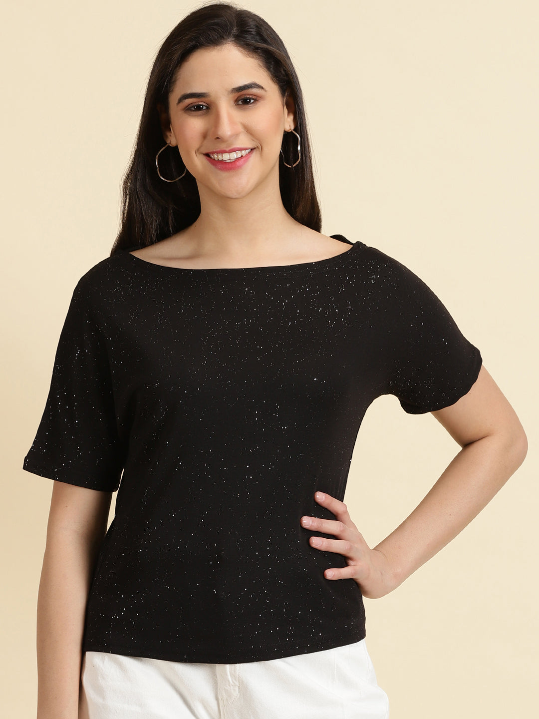 Women's Black Embellished Top