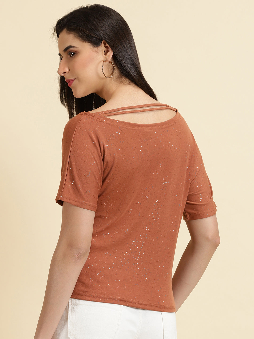 Women's Rust Embellished Top