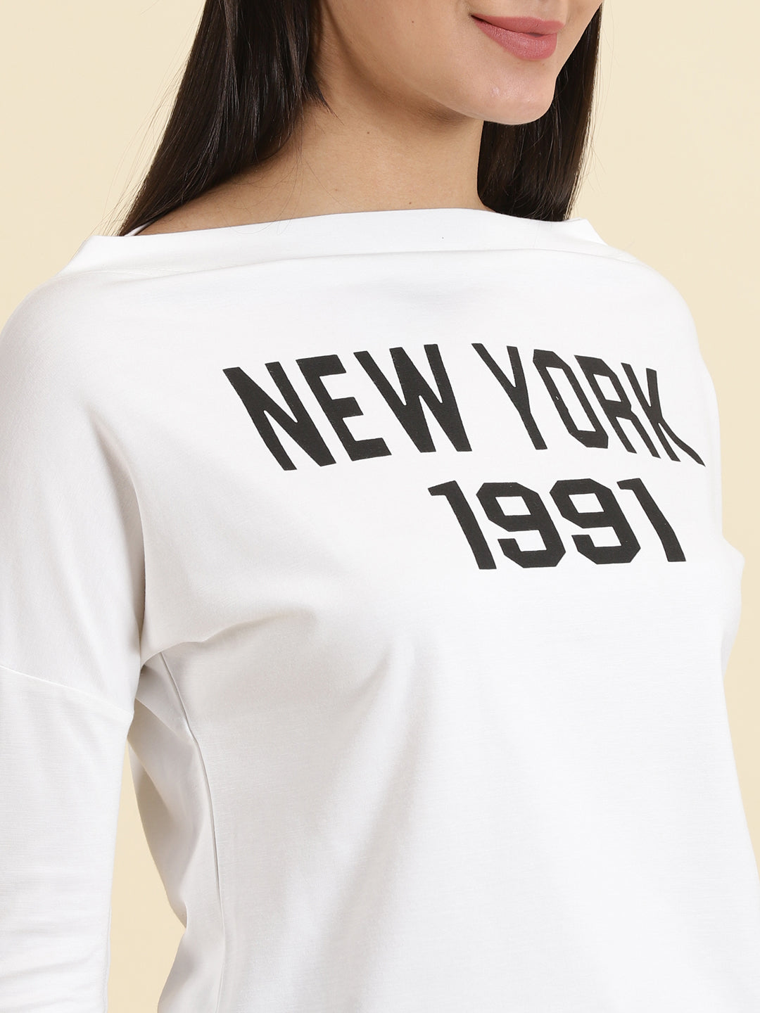 Women's White Typographic Top