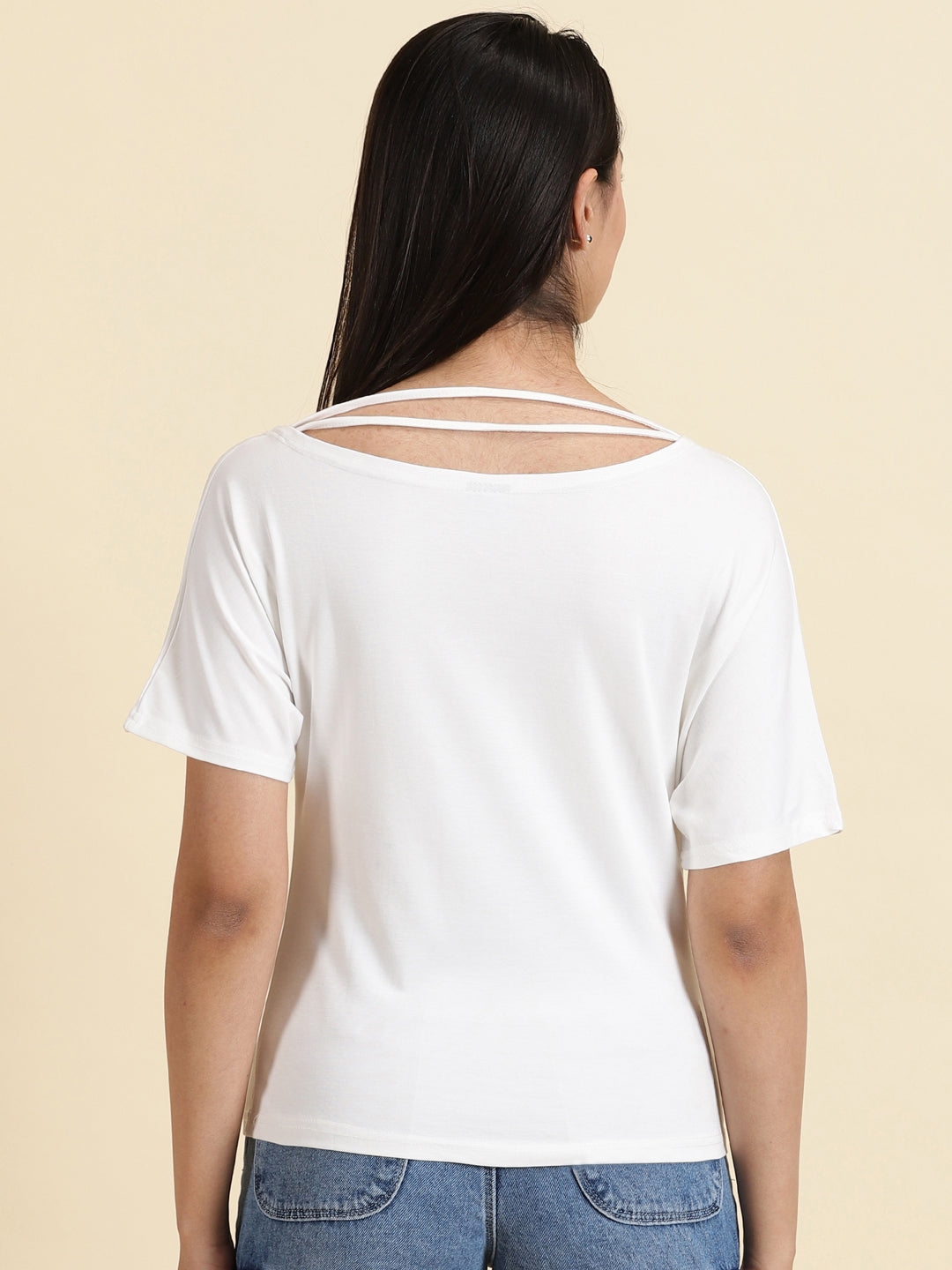 Women's White Solid Top