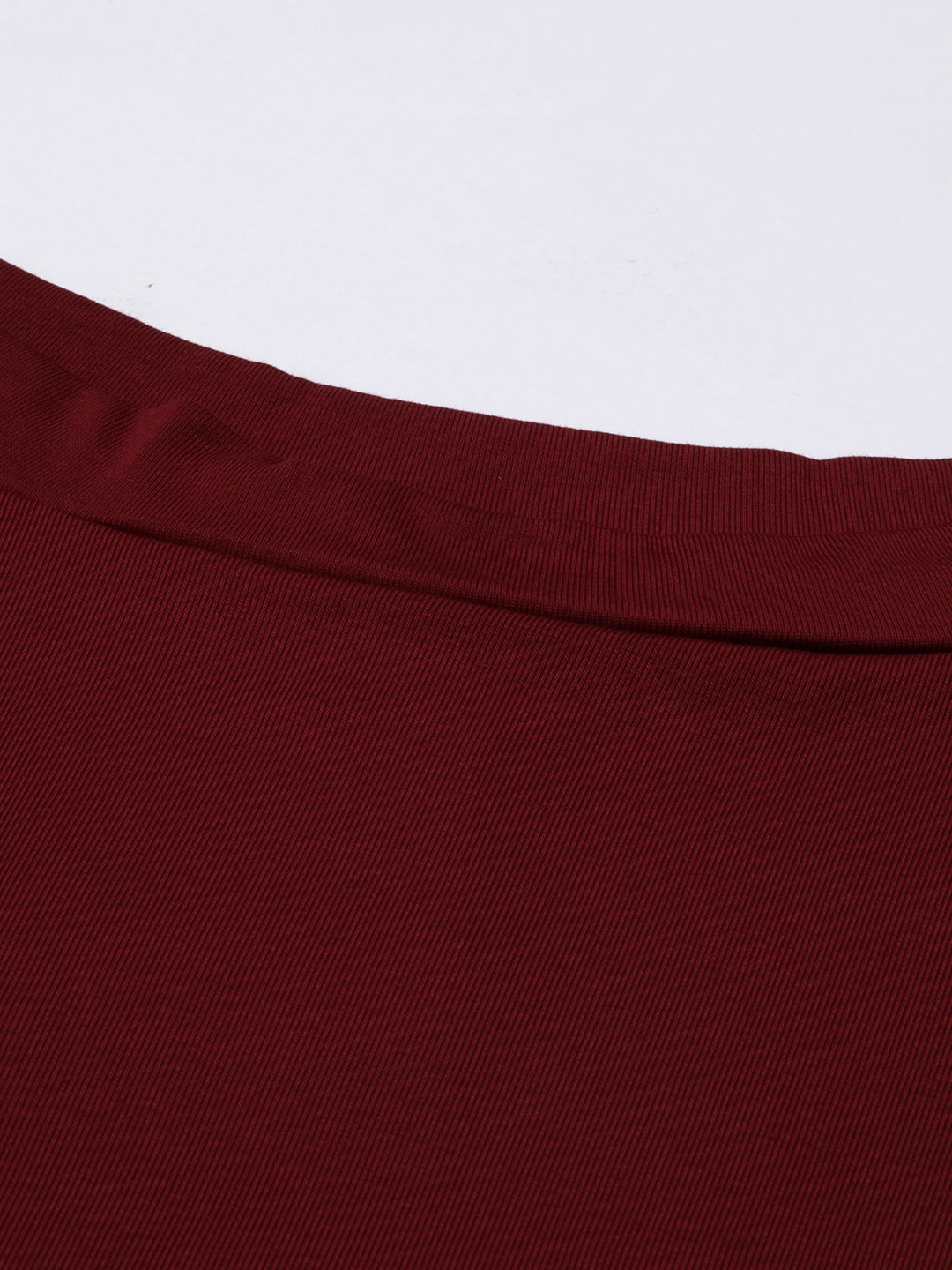 Boat Neck Solid Burgundy Regular Top