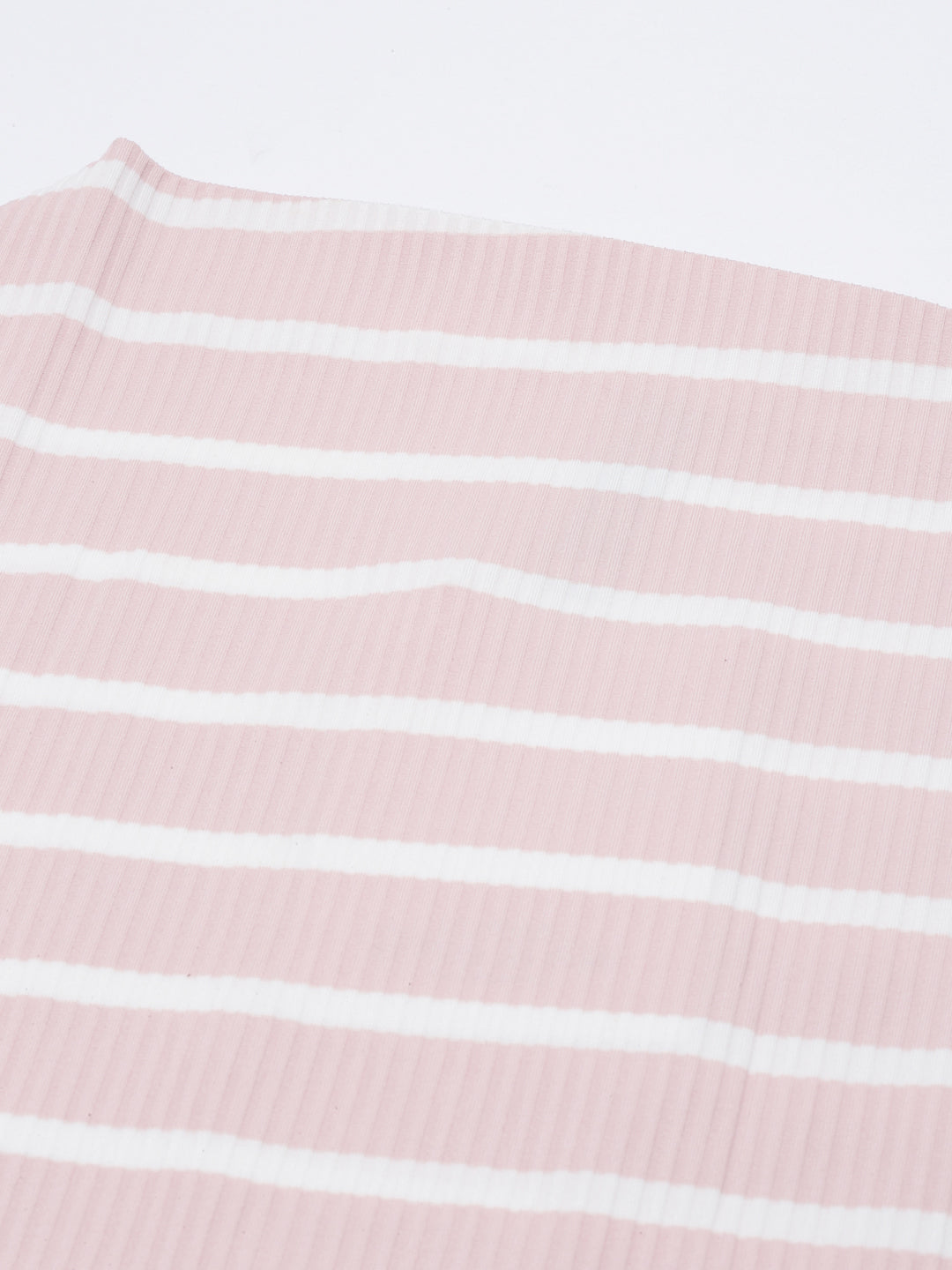 Women Boat Neck Regular Sleeves Horizontal Stripes Pink Regular Top