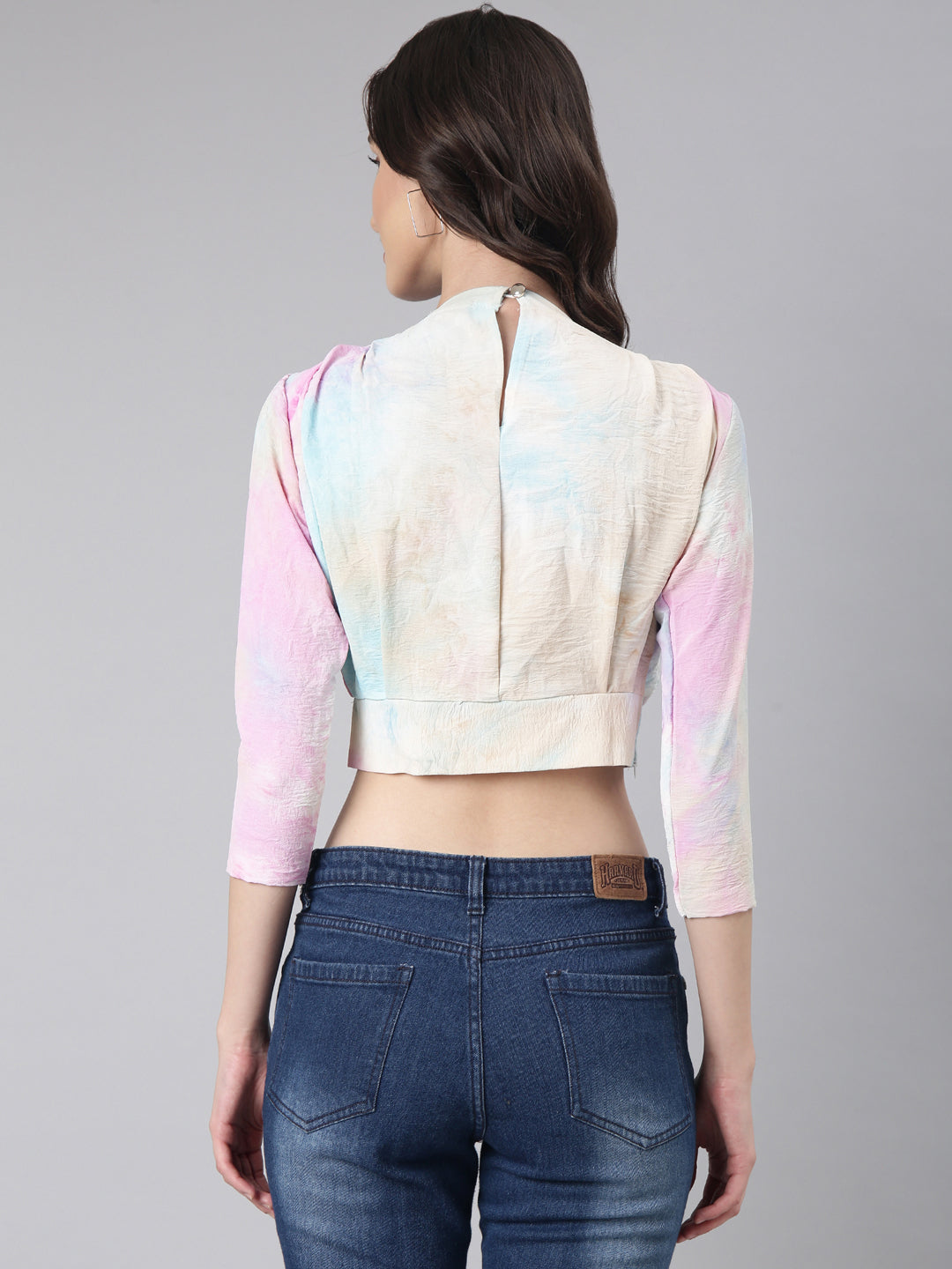 Women Pink Tie Dye Blouson Top