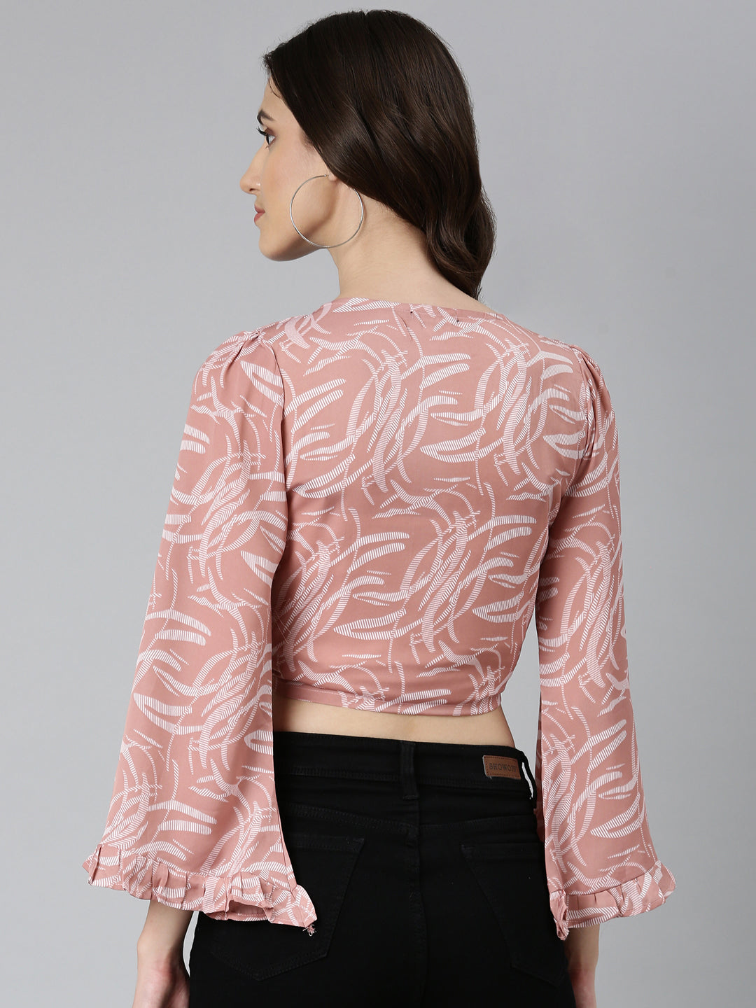 Women Mauve Printed Wrap Crop Top