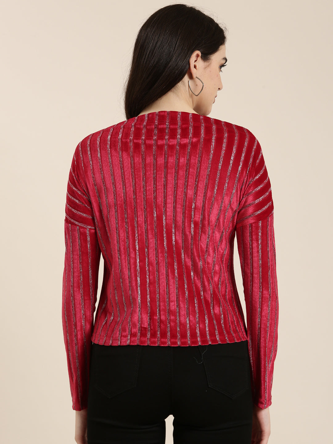 Women Magenta Striped Top