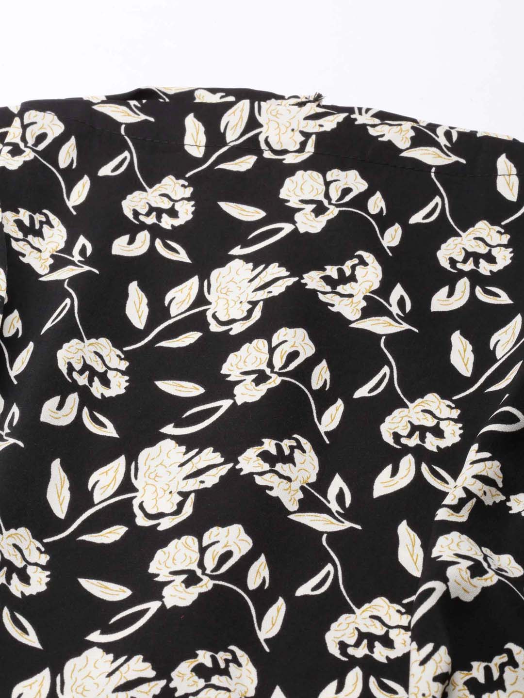 Women Black Floral Blouson Top