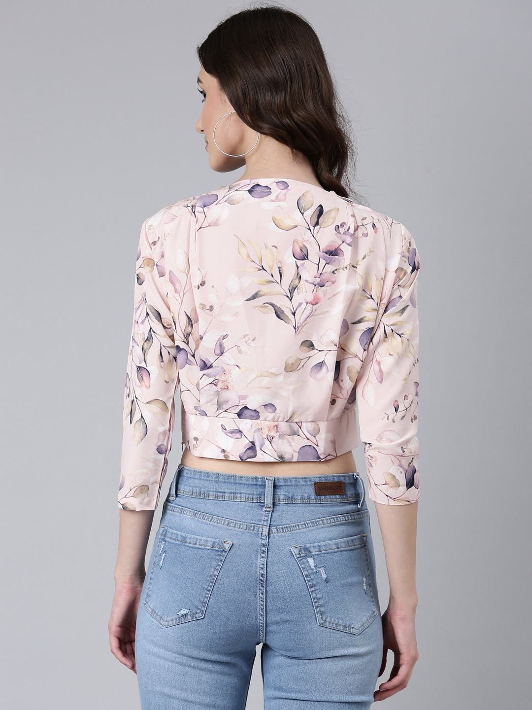 Women Pink Floral Blouson Top