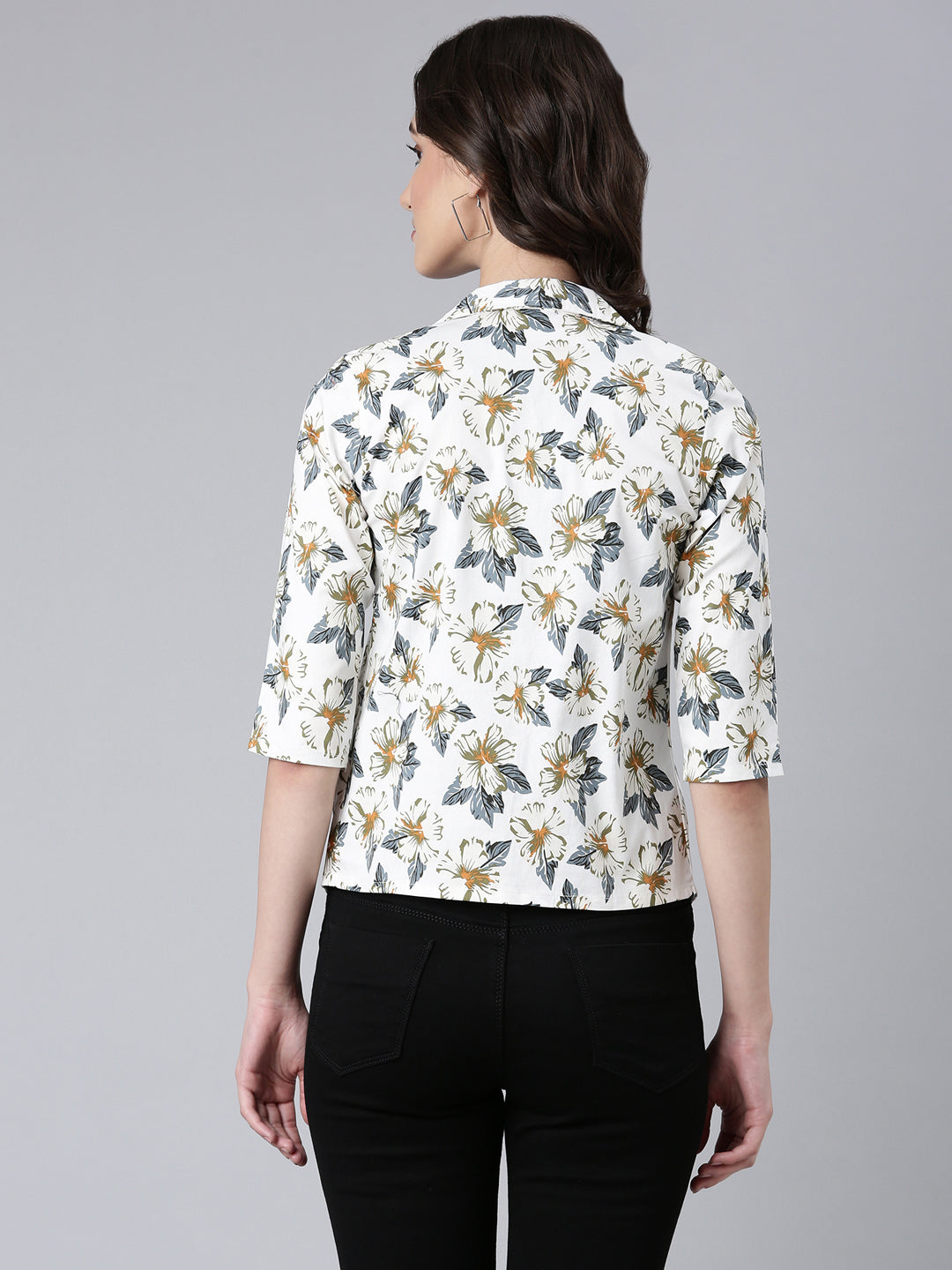 Women White Printed Blazer