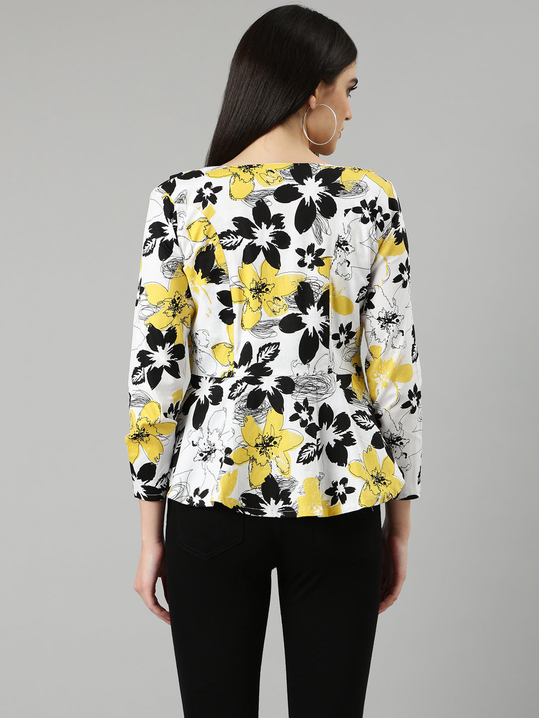 Women Yellow Printed Blazer