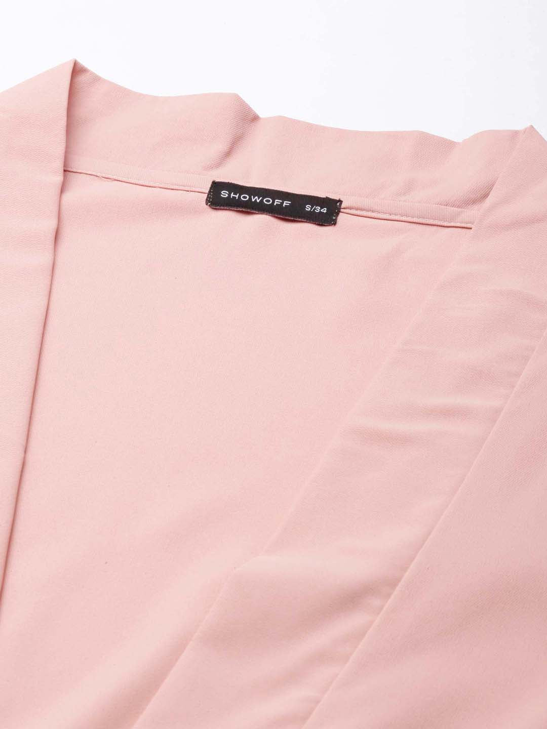 Women Peach Solid Wrap Crop Top