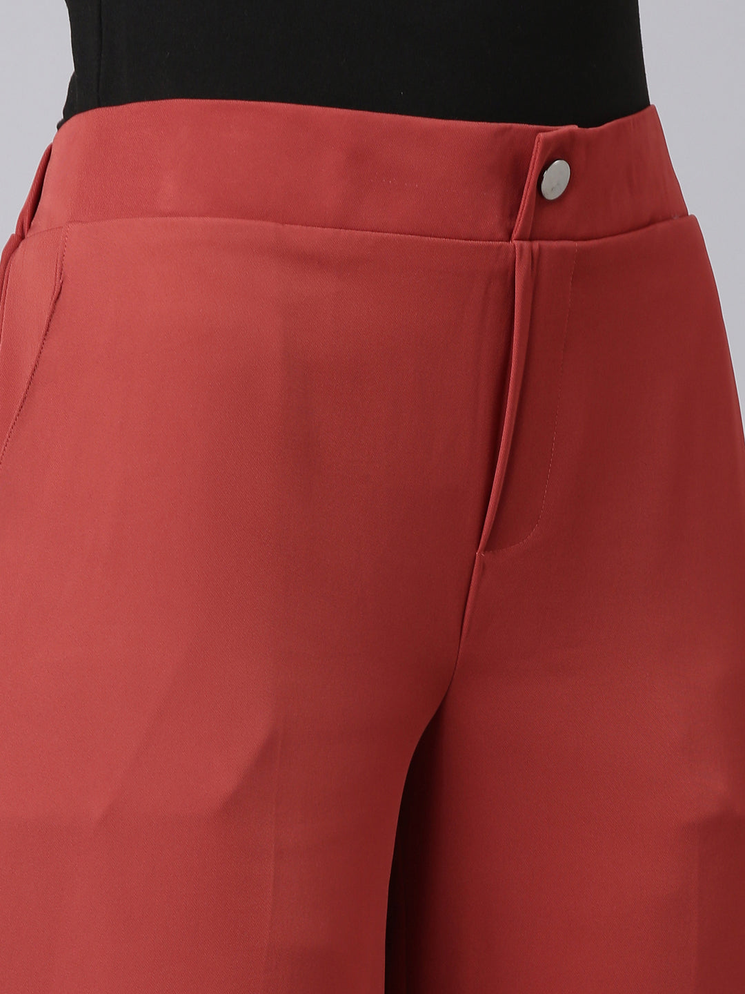 Women Rust Solid Trouser