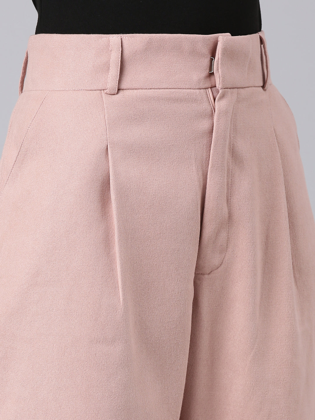 Women's Peach Straight Fit Cotton Cropped Peg Trousers