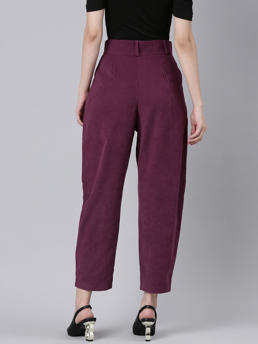 Women's Violet Straight Fit Cotton Cropped Peg Trousers