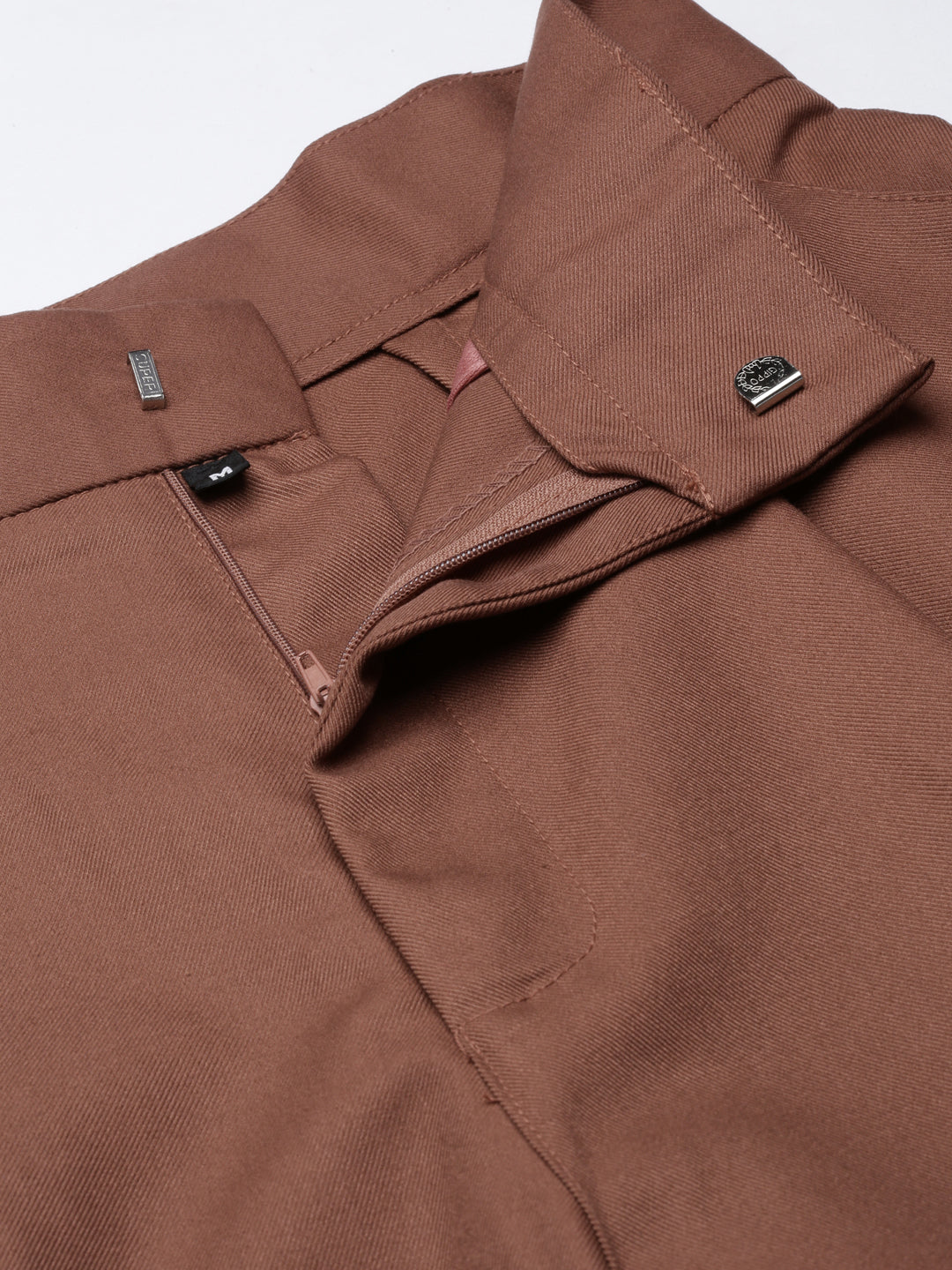 Women's Brown Mom Fit Pleated Fromal Trousers