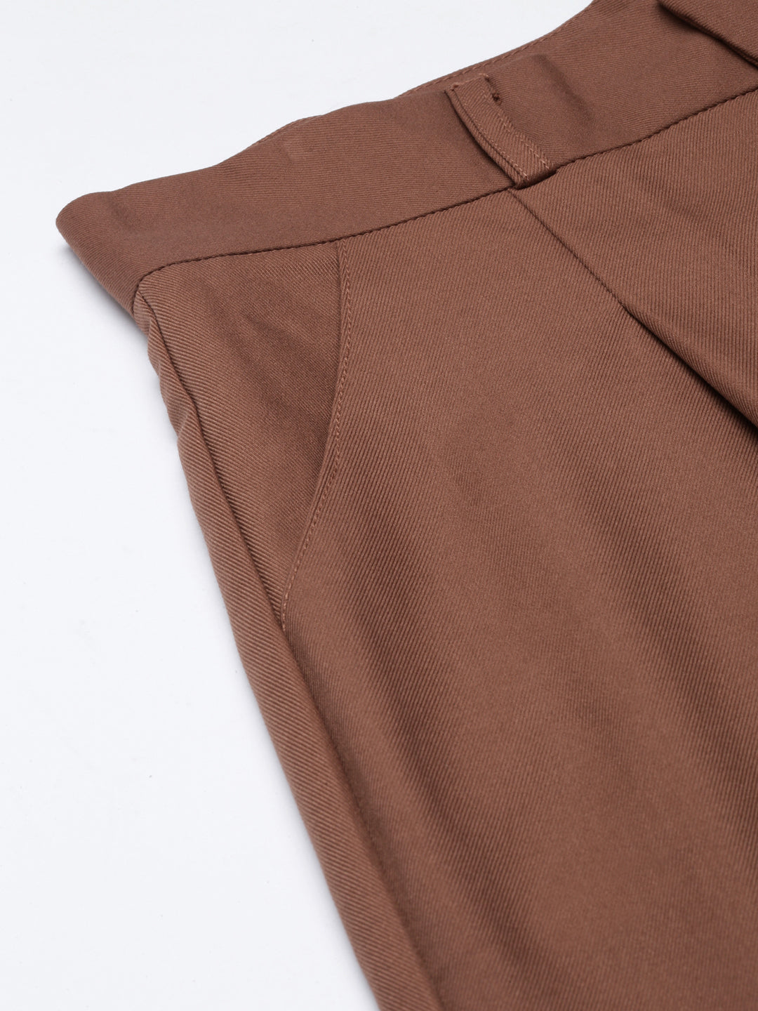 Women's Brown Mom Fit Pleated Fromal Trousers