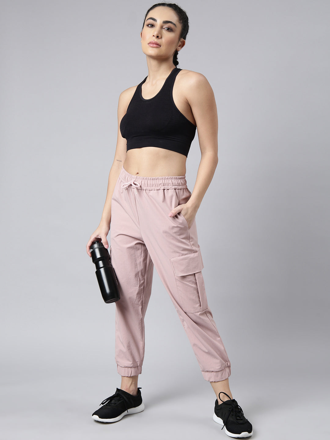 Women Solid Slim Fit Peach Joggers Track Pant