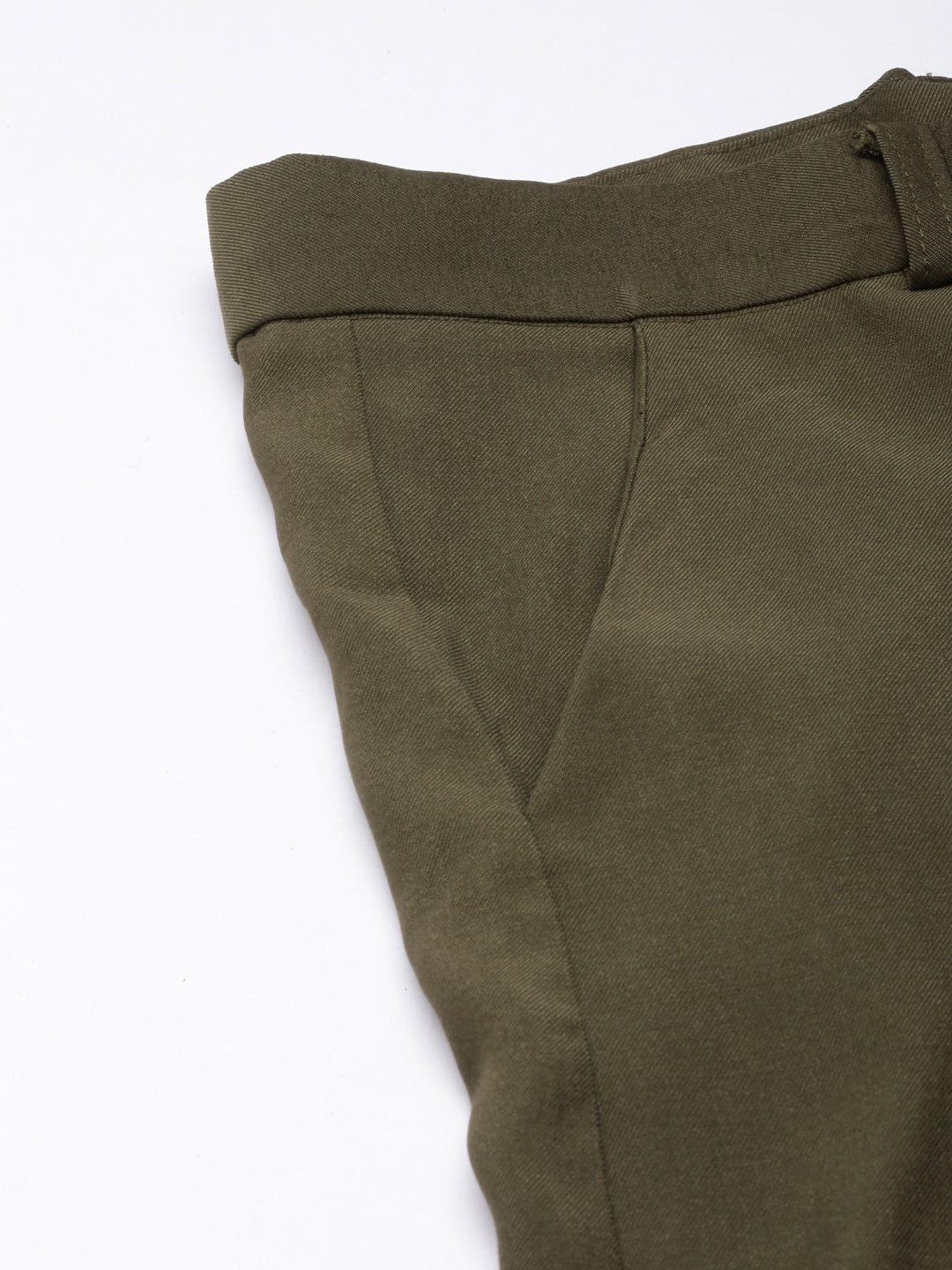 Women Solid Olive Parallel Trousers