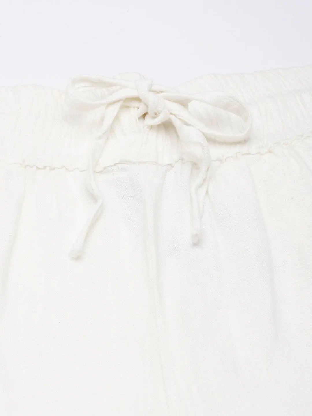 Women's Solid Off White Wide Leg Palazzos