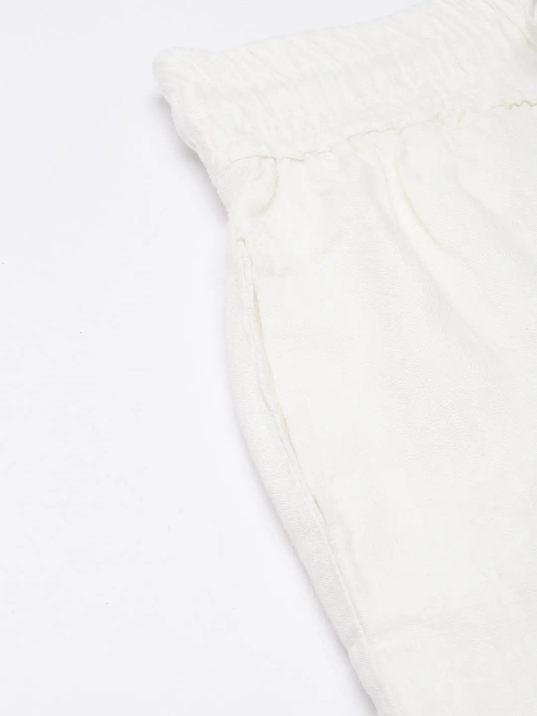 Women's Solid Off White Wide Leg Palazzos