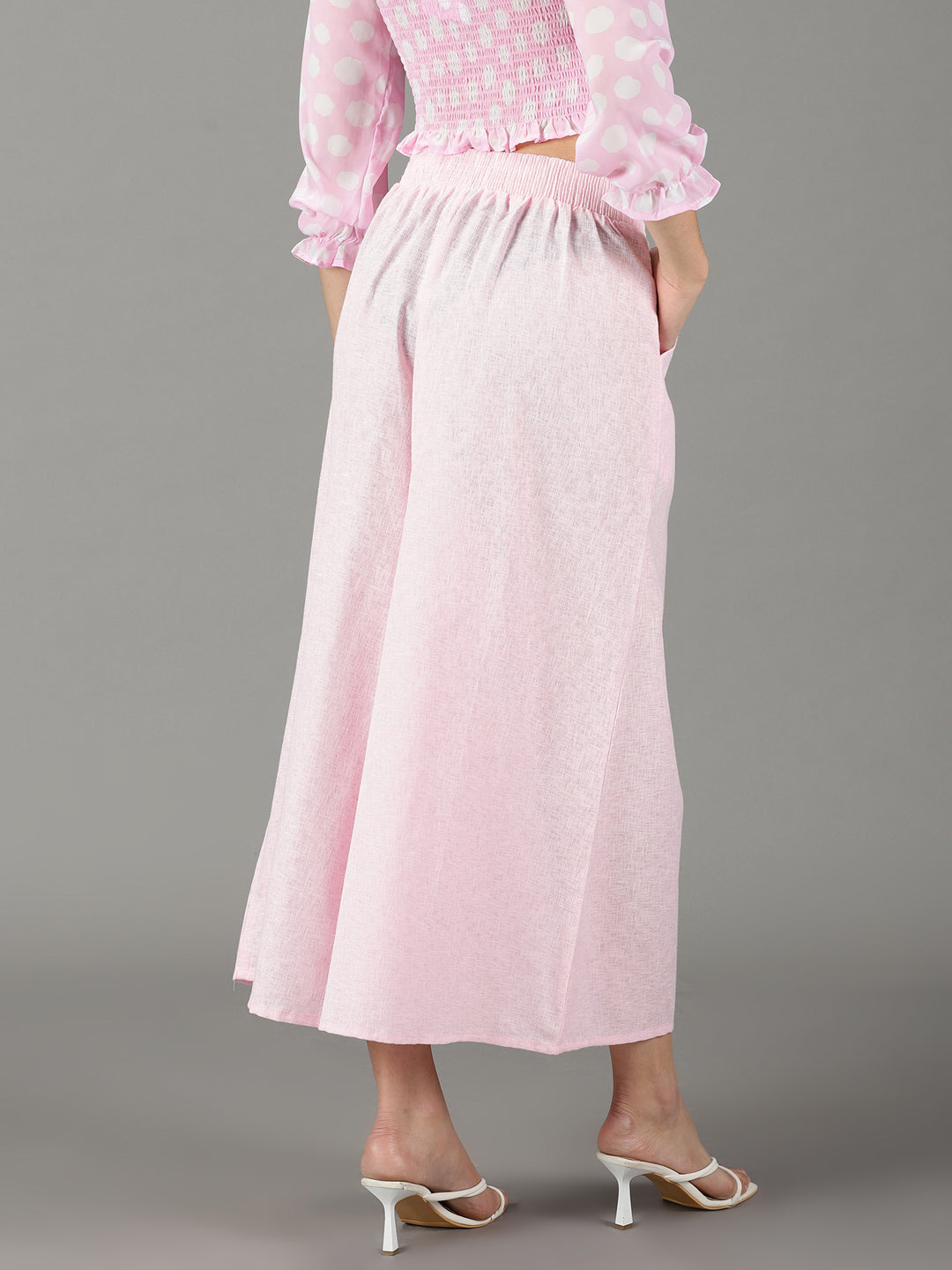 Women's Pink Solid Culottes