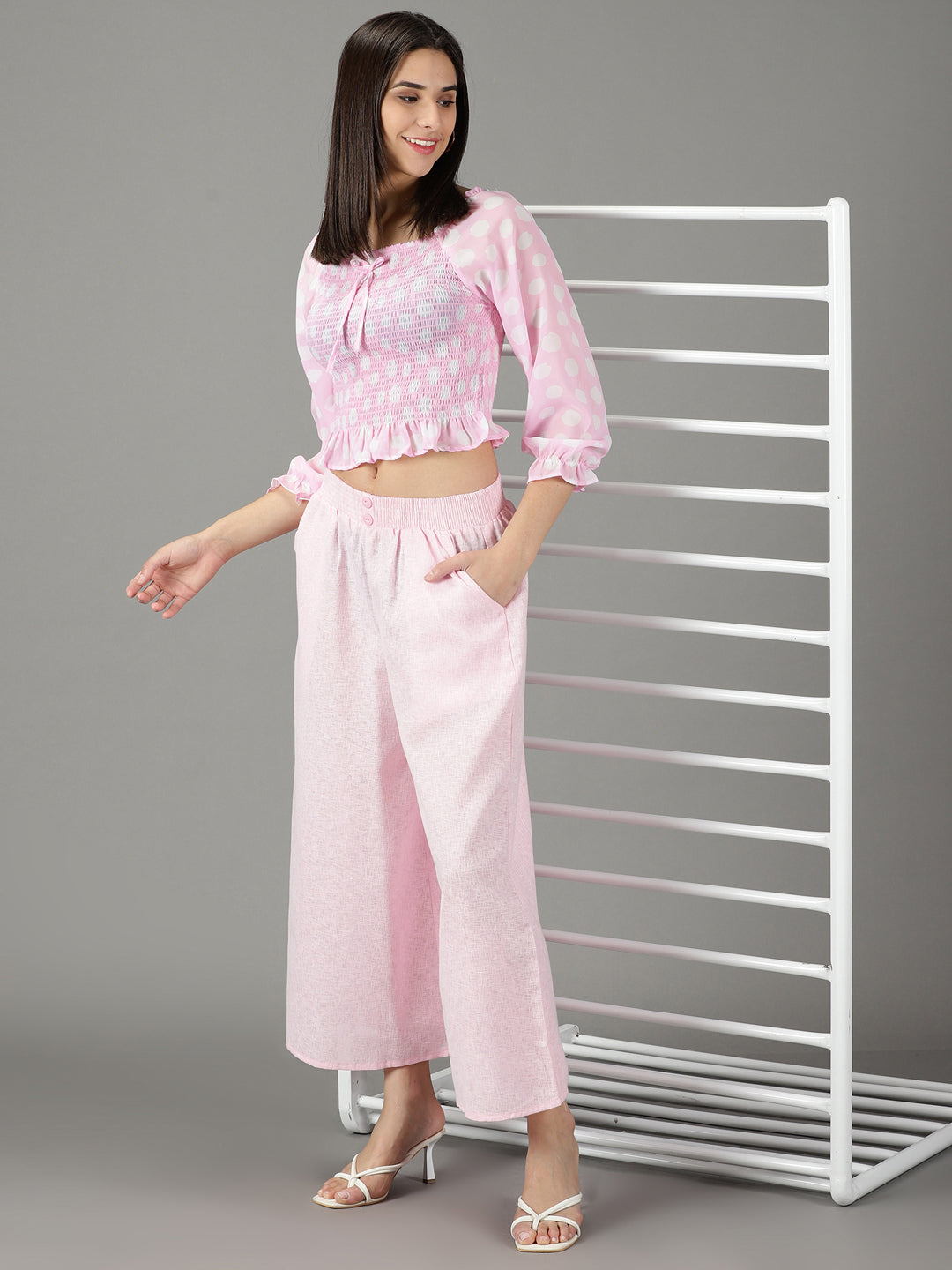 Women's Pink Solid Culottes