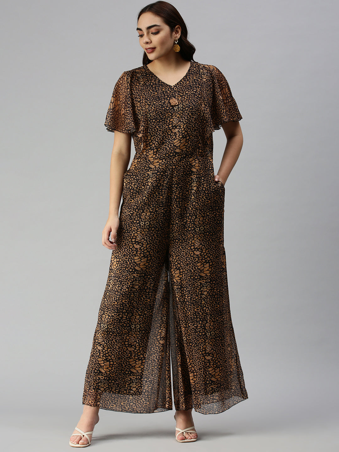 Women's Black Printed Jumpsuits