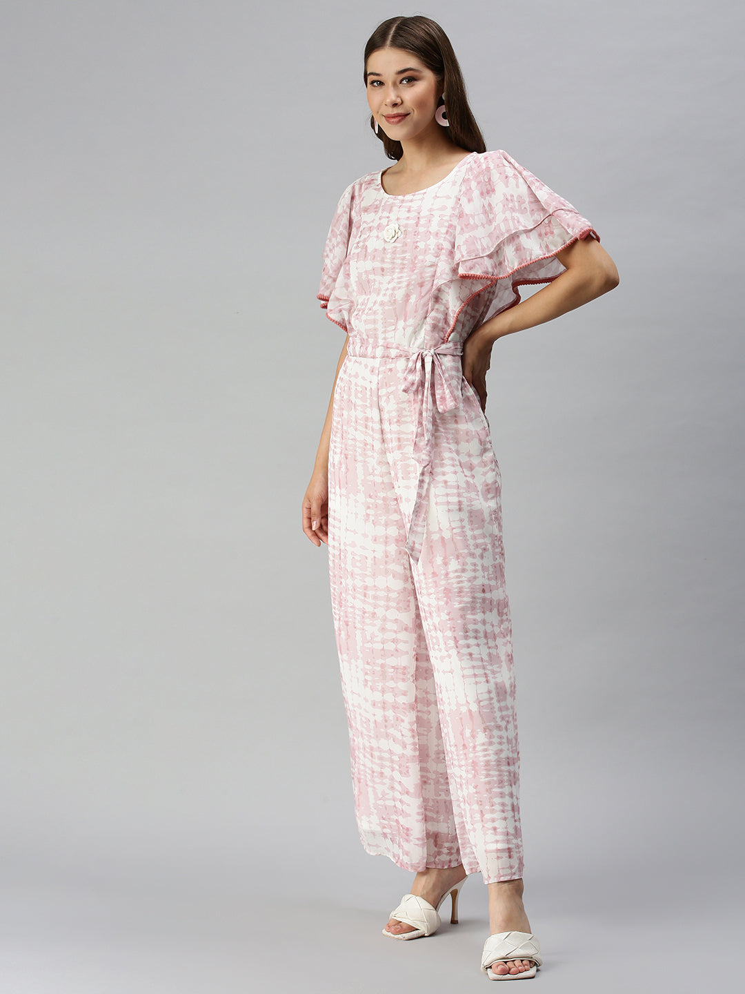 Women's White Printed Jumpsuits