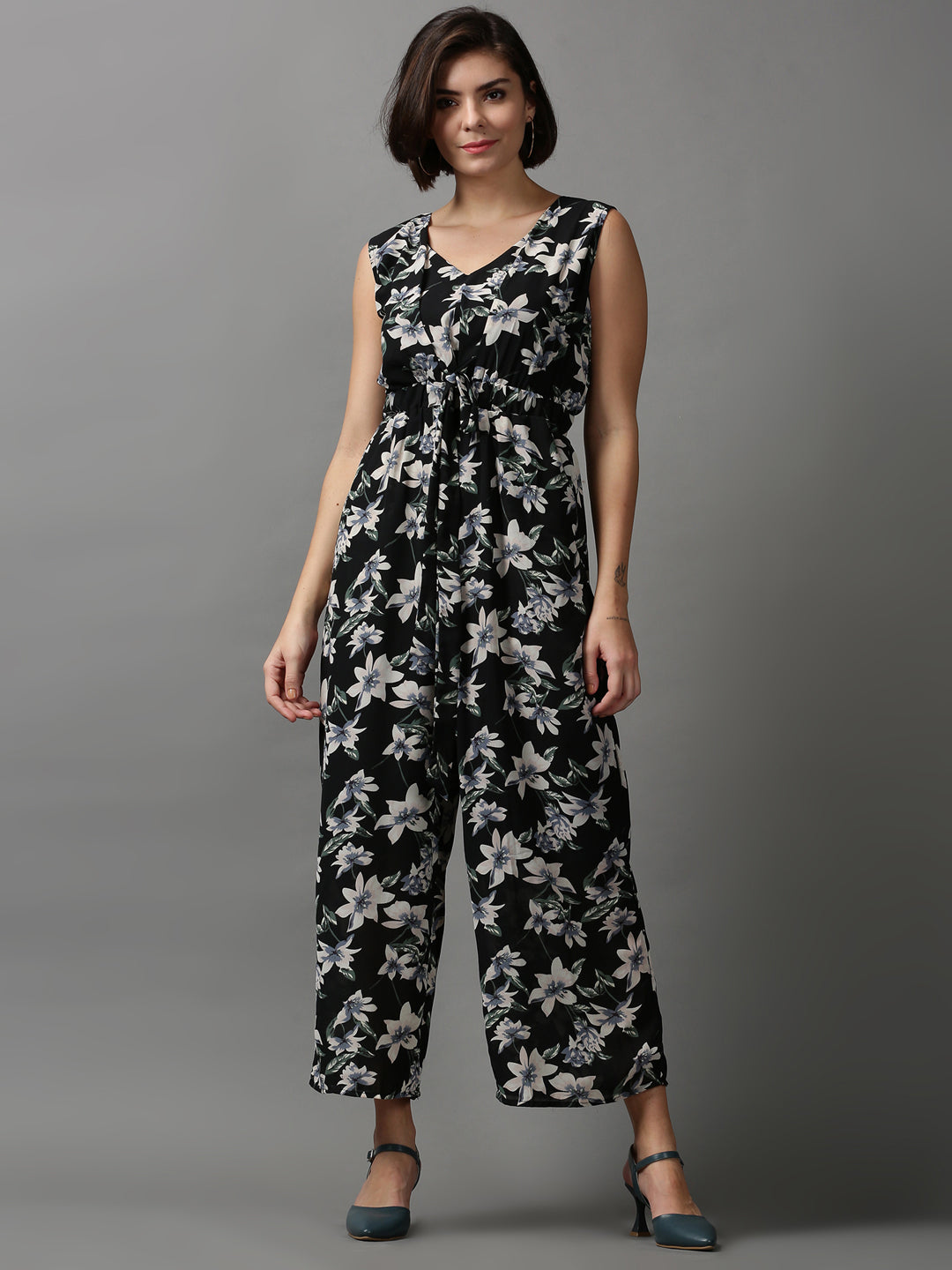 Women's Black Printed Jumpsuit