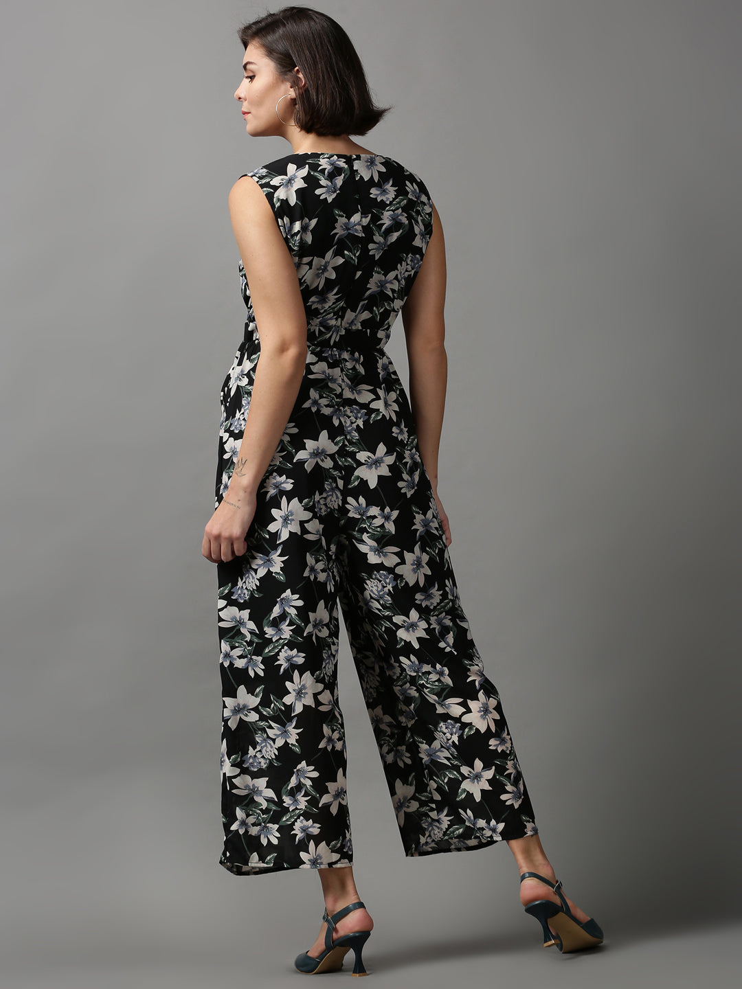 Women's Black Printed Jumpsuit