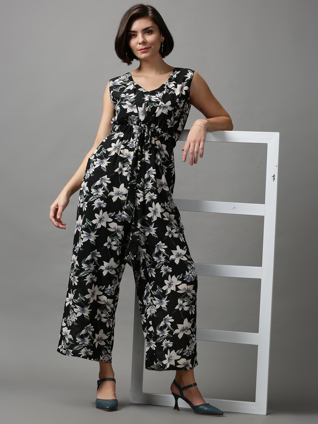 Women's Black Printed Jumpsuit