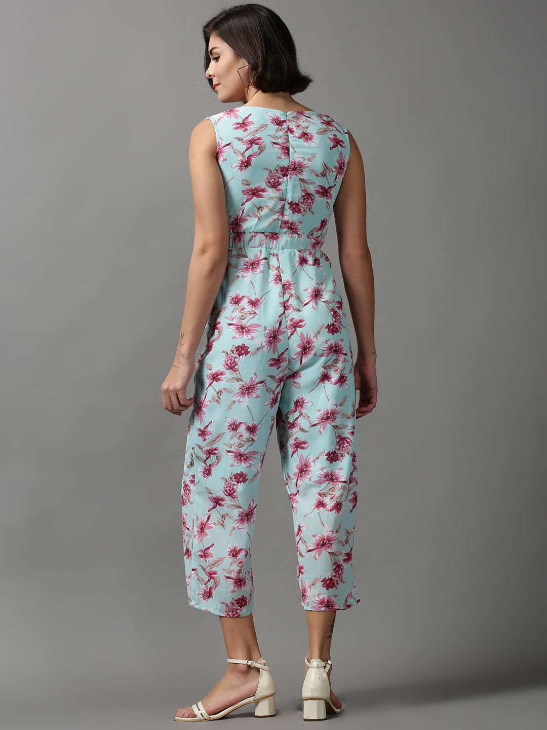 Women's Sea Green Printed Jumpsuit